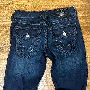True Religion Flap Pocket Dark Wash Blue Jeans